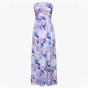Elegant Floral Strapless Maxi Dress